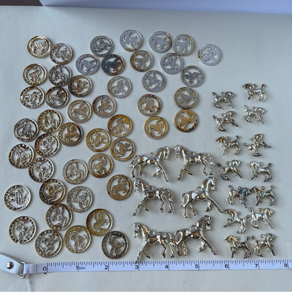 Vintage Horse Charms tarnished silver tone for crafting